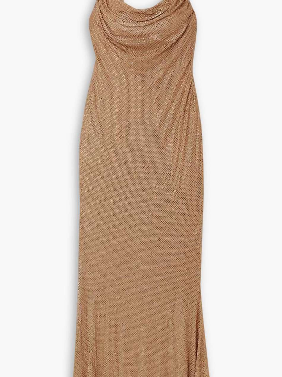 shilo crystal-embellished silk-blend mesh maxi dress