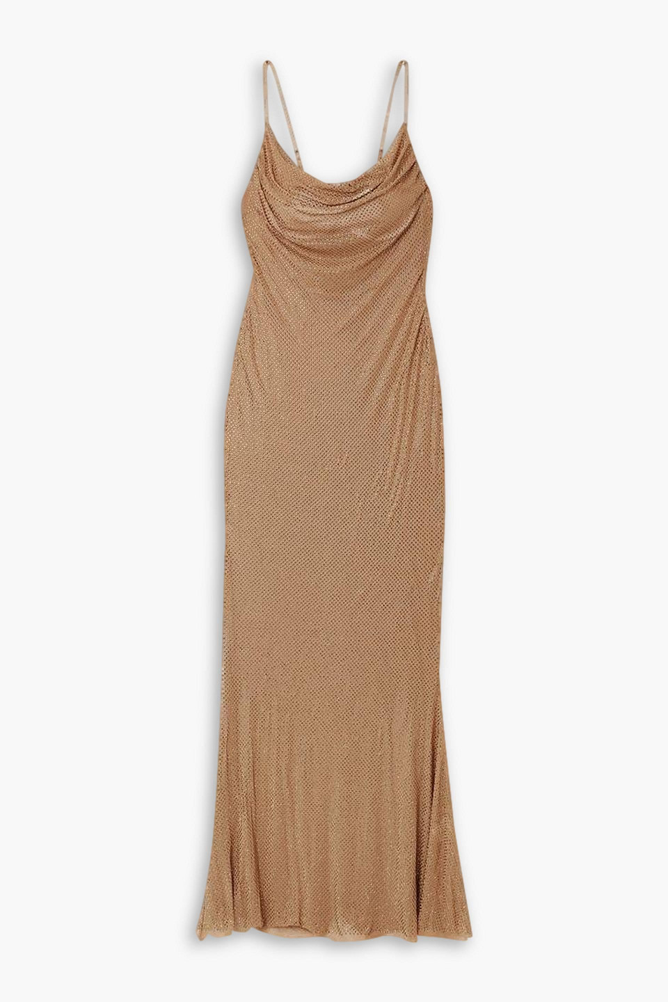 Retroféte Shilo Crystal-embellished Silk-blend Mesh Maxi Dress In Light Brown