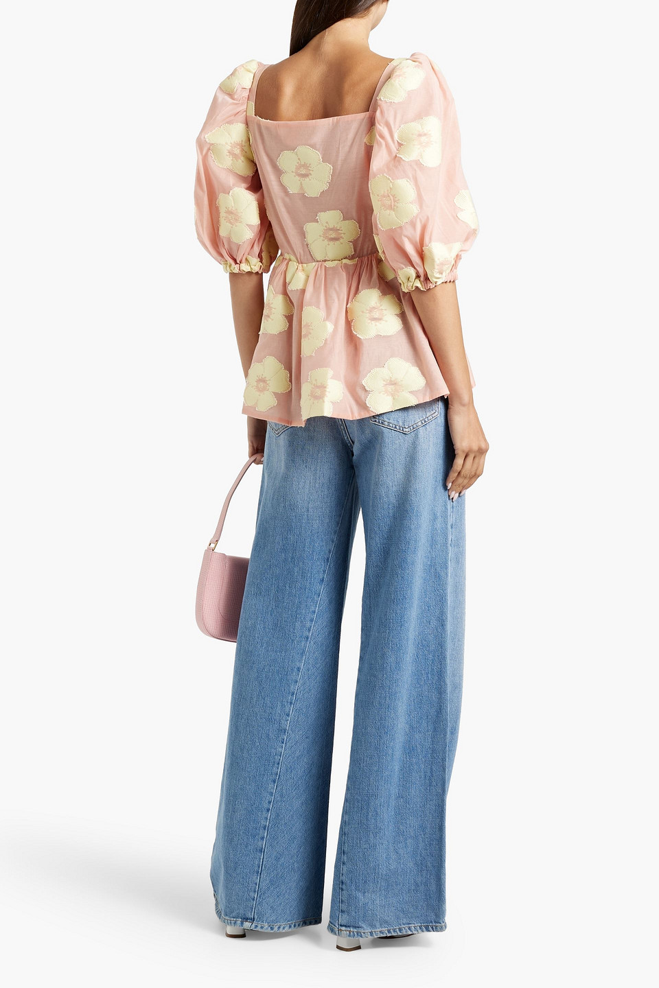 Shop Stine Goya Irene Fil Coupé Organza Peplum Top In Antique Rose
