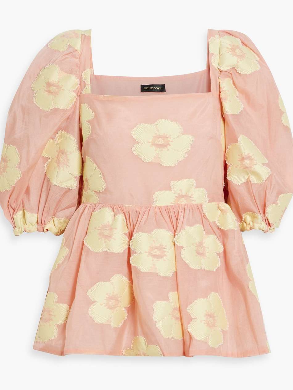 irene fil coupé organza peplum top