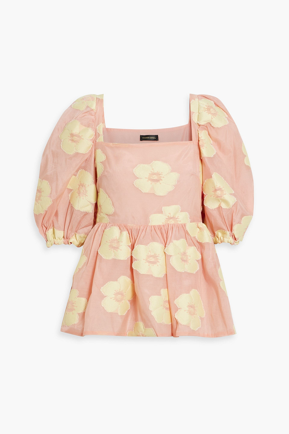 Stine Goya Irene Fil Coupé Organza Peplum Top In Antique Rose