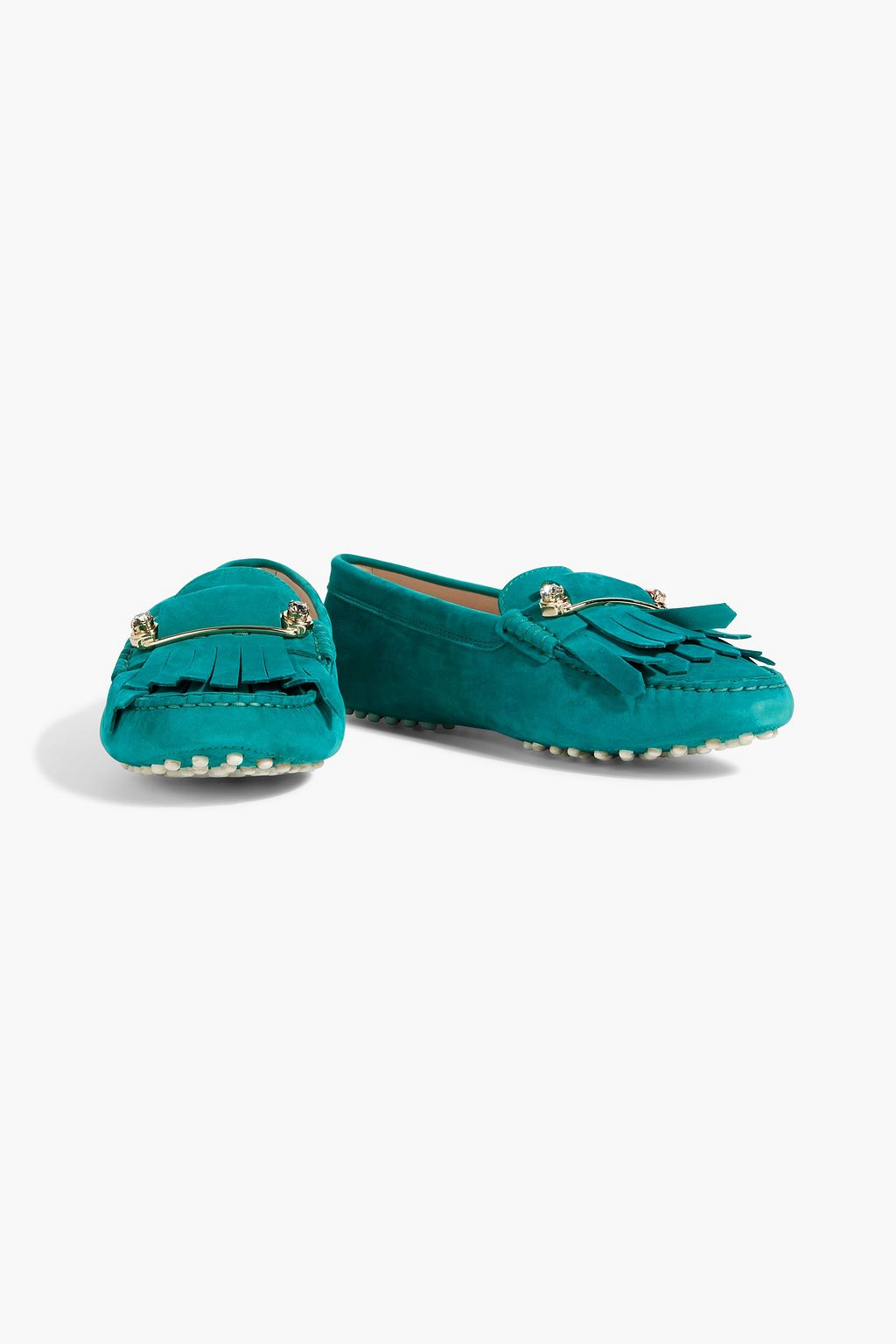 TOD'S Gommino embellished suede loafers
