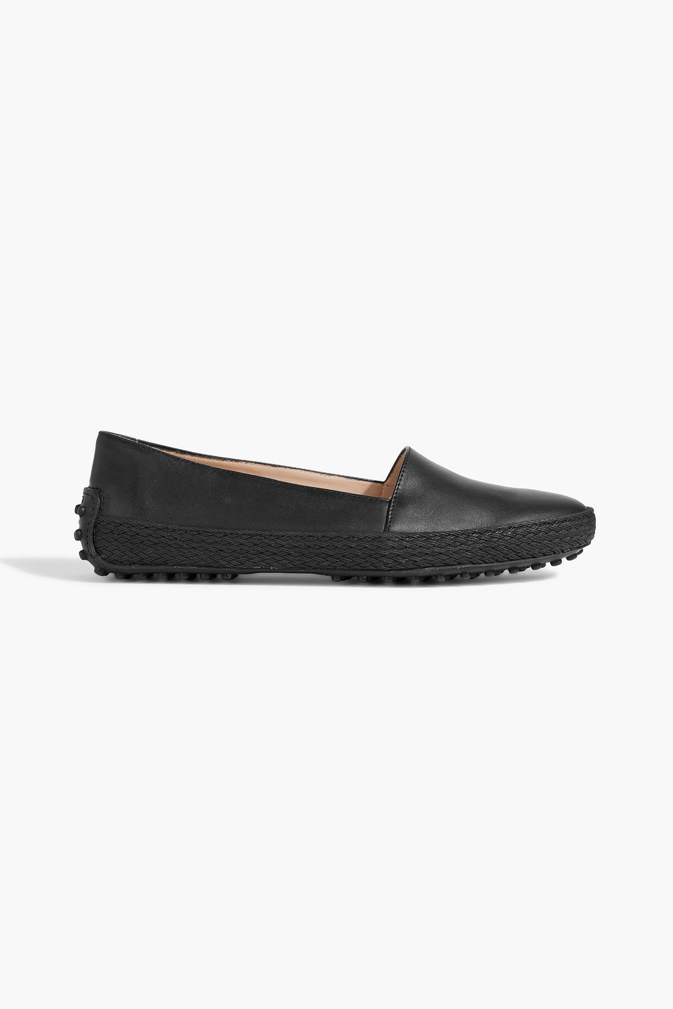 Tod's Gommino Leather Espadrille Loafers In Black