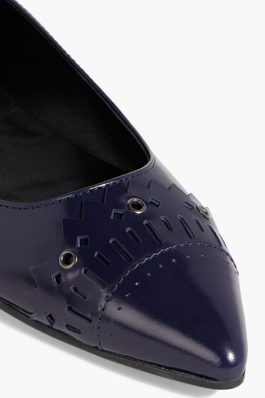 TOD'S Laser-cut glossed-leather point-toe flats