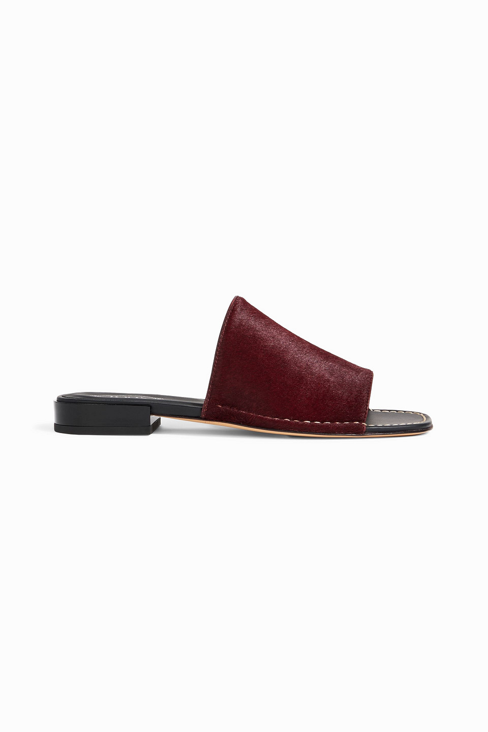 Tod's Calf Hair Mules In Burgundy