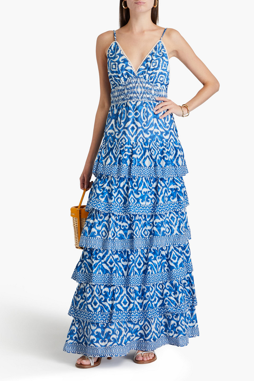 Alice And Olivia Imogene Tiered Maxi Dress In Blue