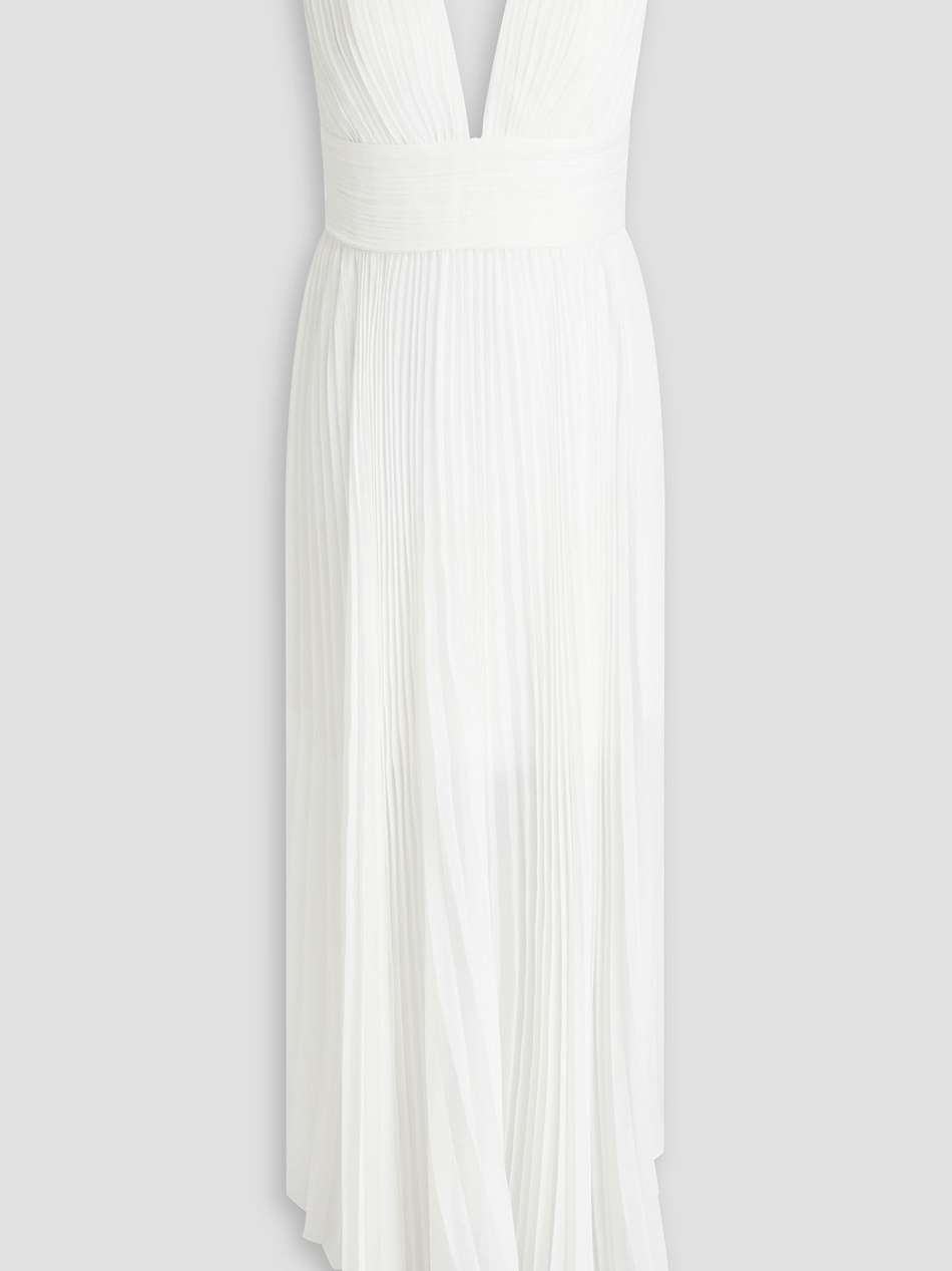 adrianna pleated crepon maxi dress