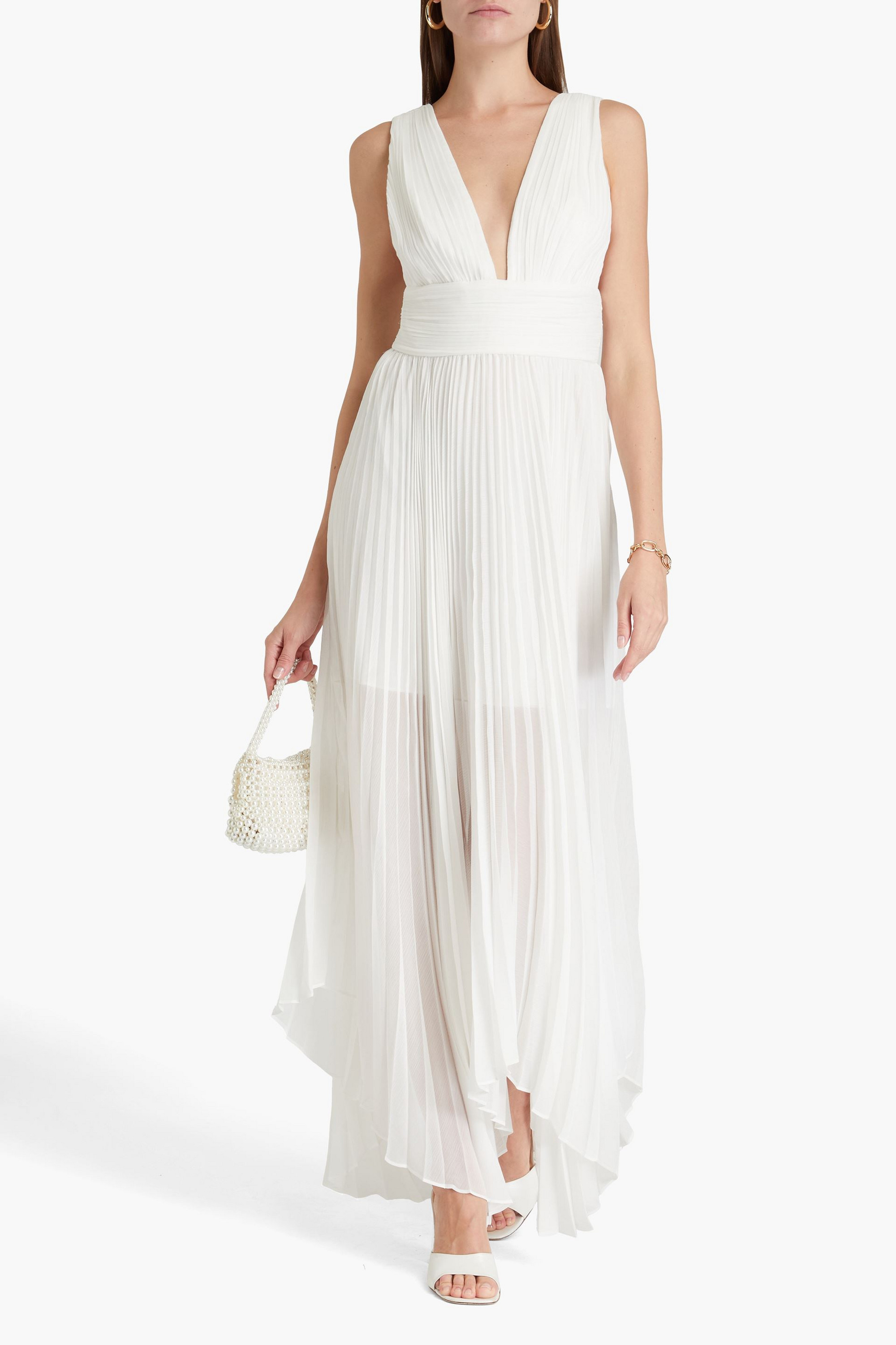 alice + olivia Adrianna pleated crepon maxi dress