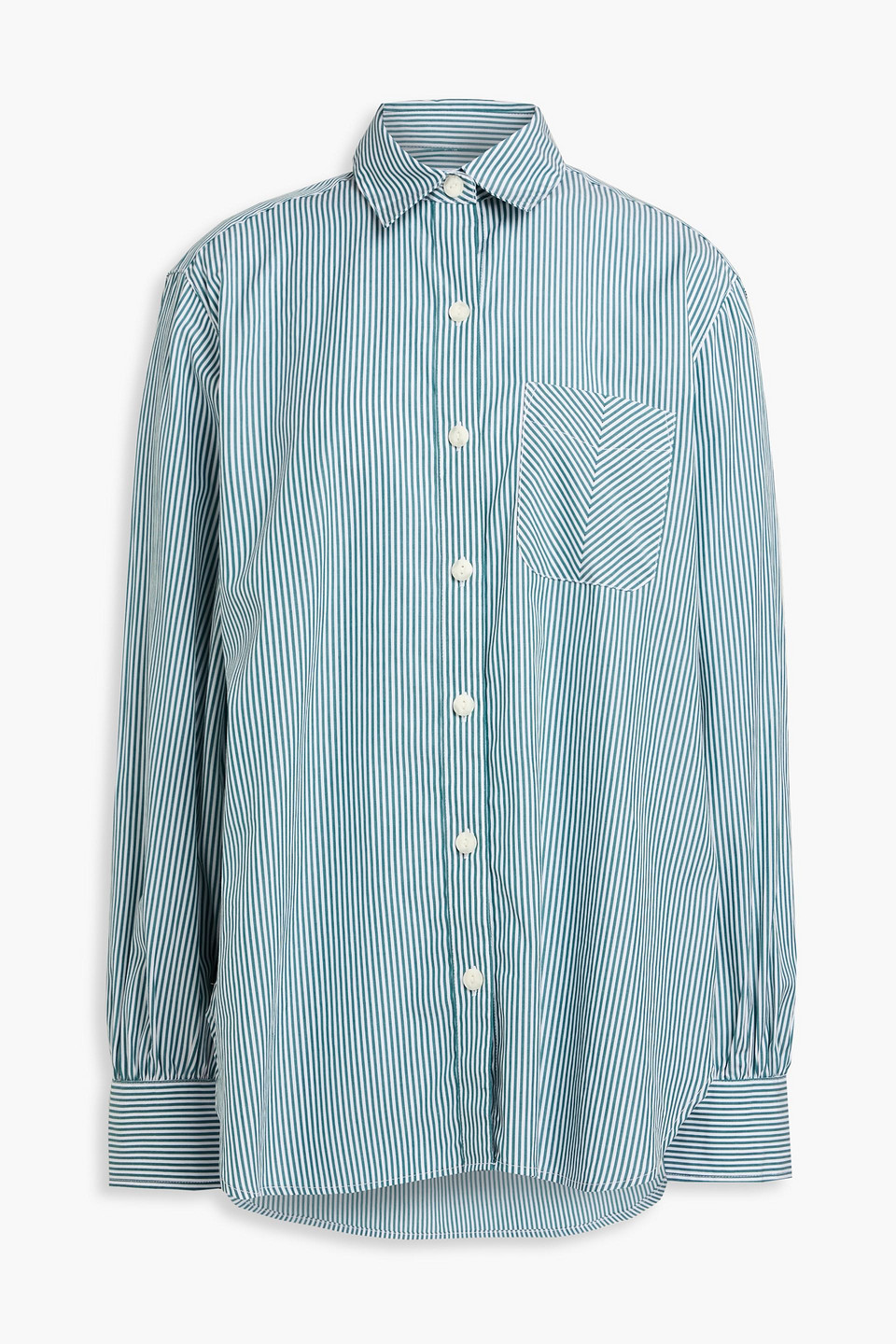 Rag & Bone Maxine Striped Cotton-poplin Shirt In Forest Green