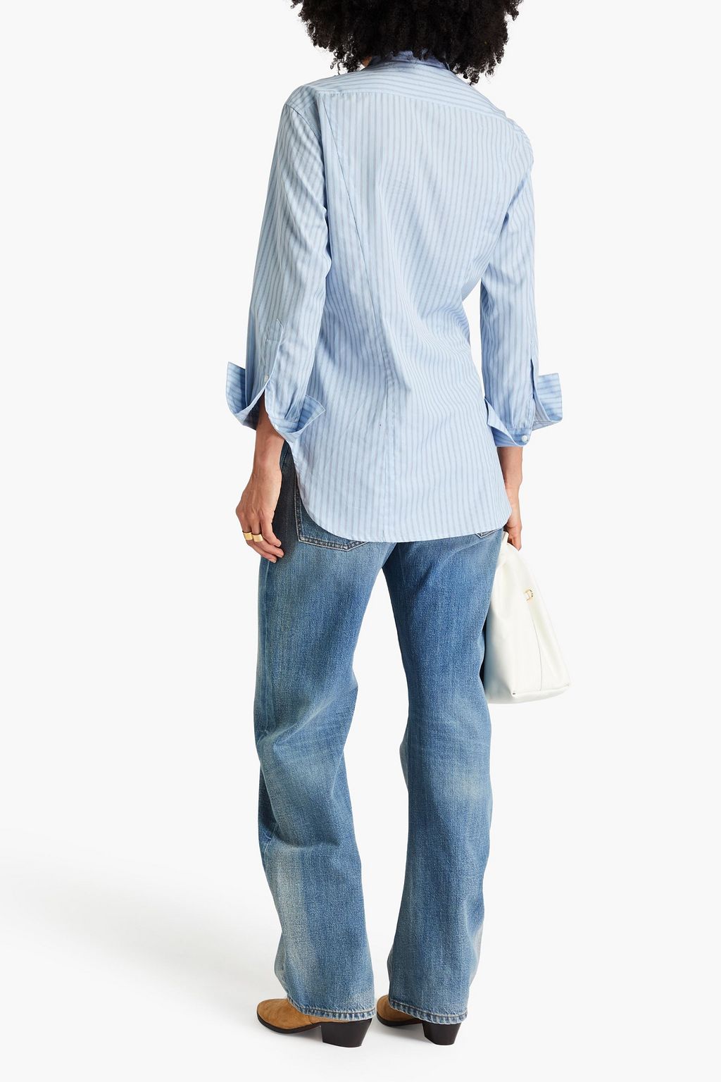RAG & BONE 랩 스타일 스트라이프 코튼 포플린 셔츠