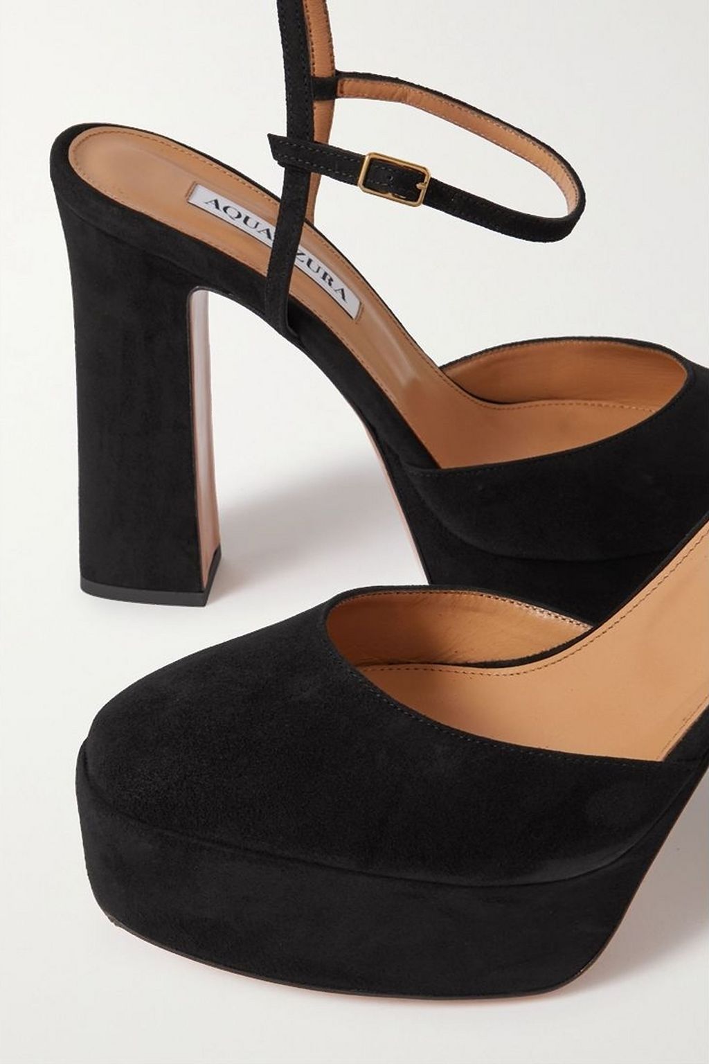 AQUAZZURA 그루브 플래토 스웨이드 플랫폼 펌프스 120mm