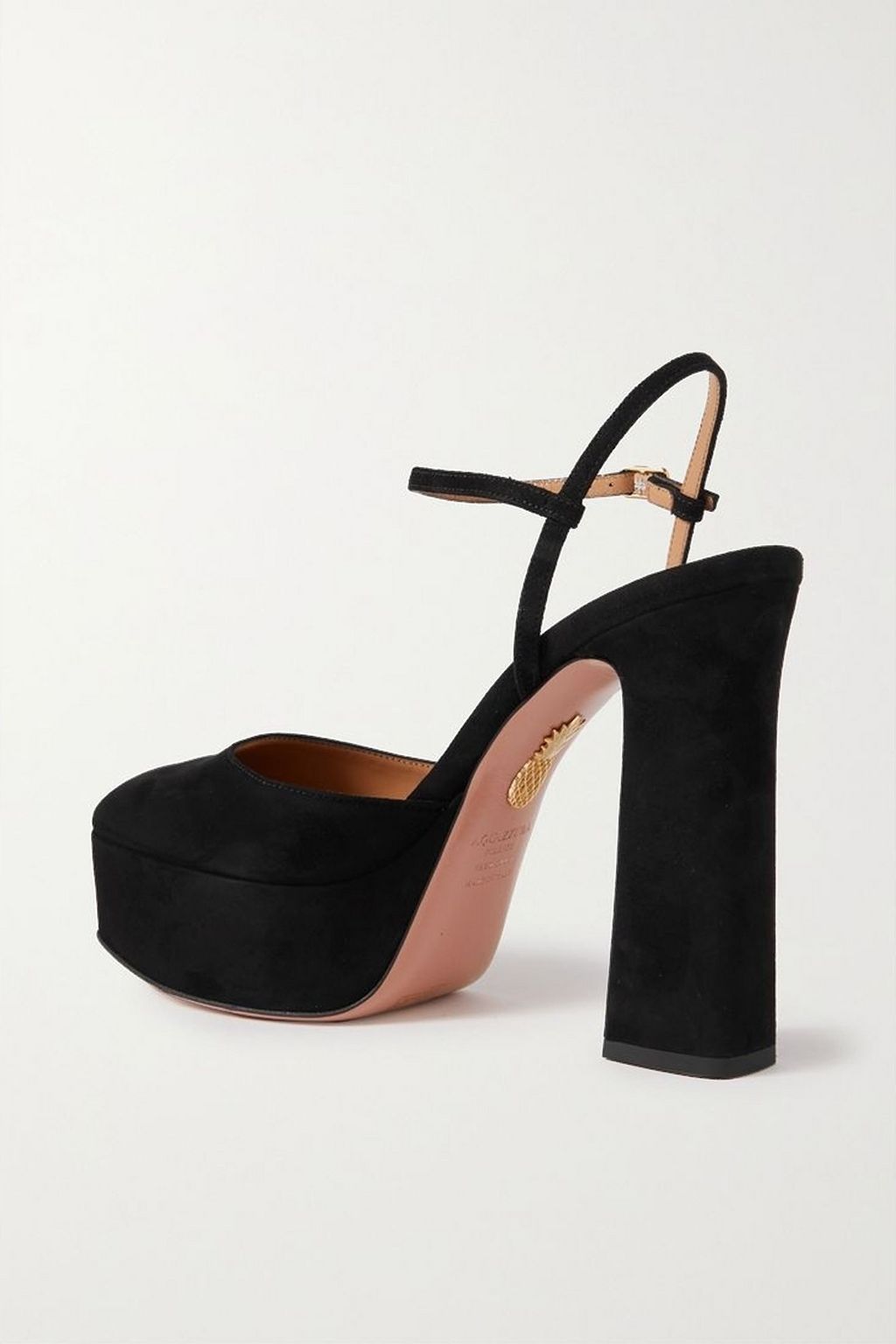 AQUAZZURA 그루브 플래토 스웨이드 플랫폼 펌프스 120mm