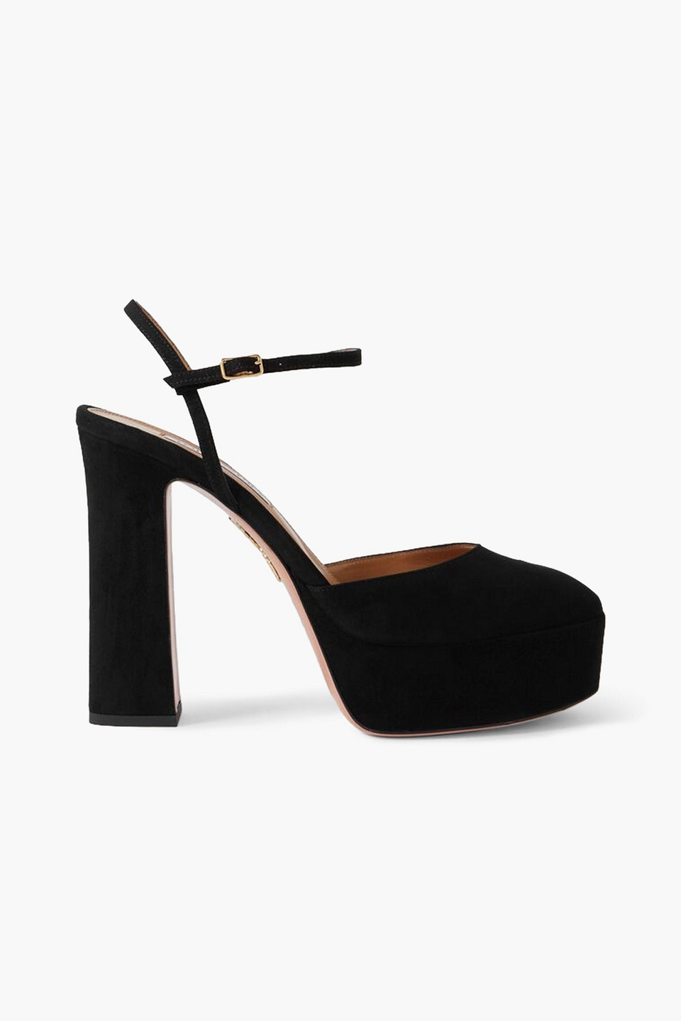 Aquazzura Groove Plateau 120 Suede Platform Pumps In Black