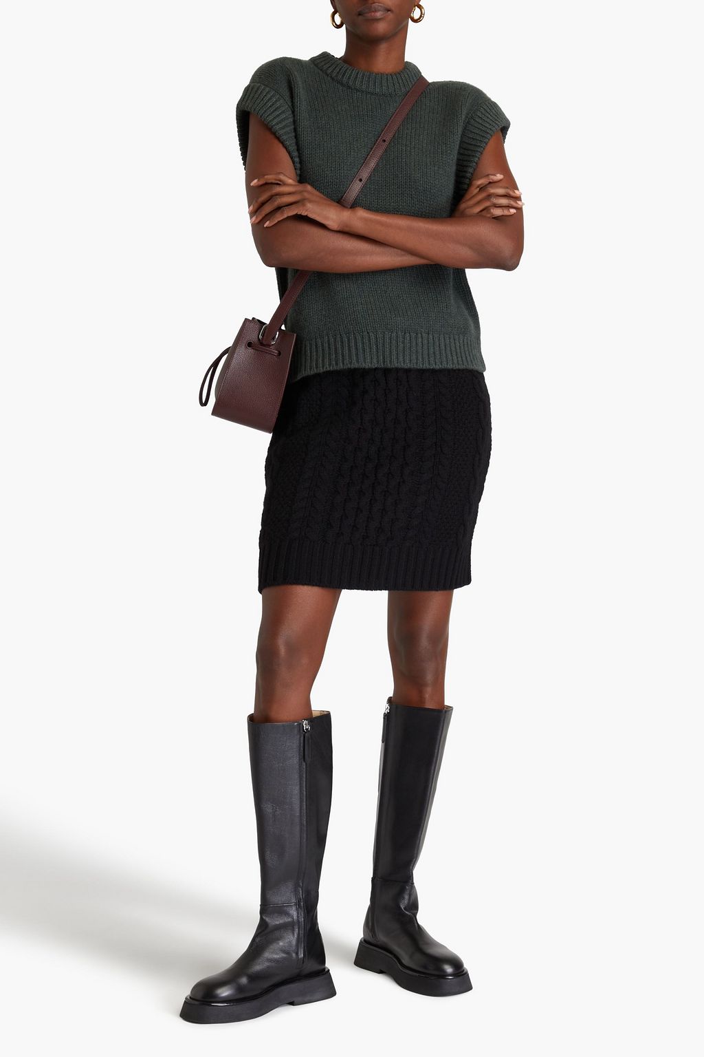 LISA YANG Estelle cable-knit cashmere mini skirt