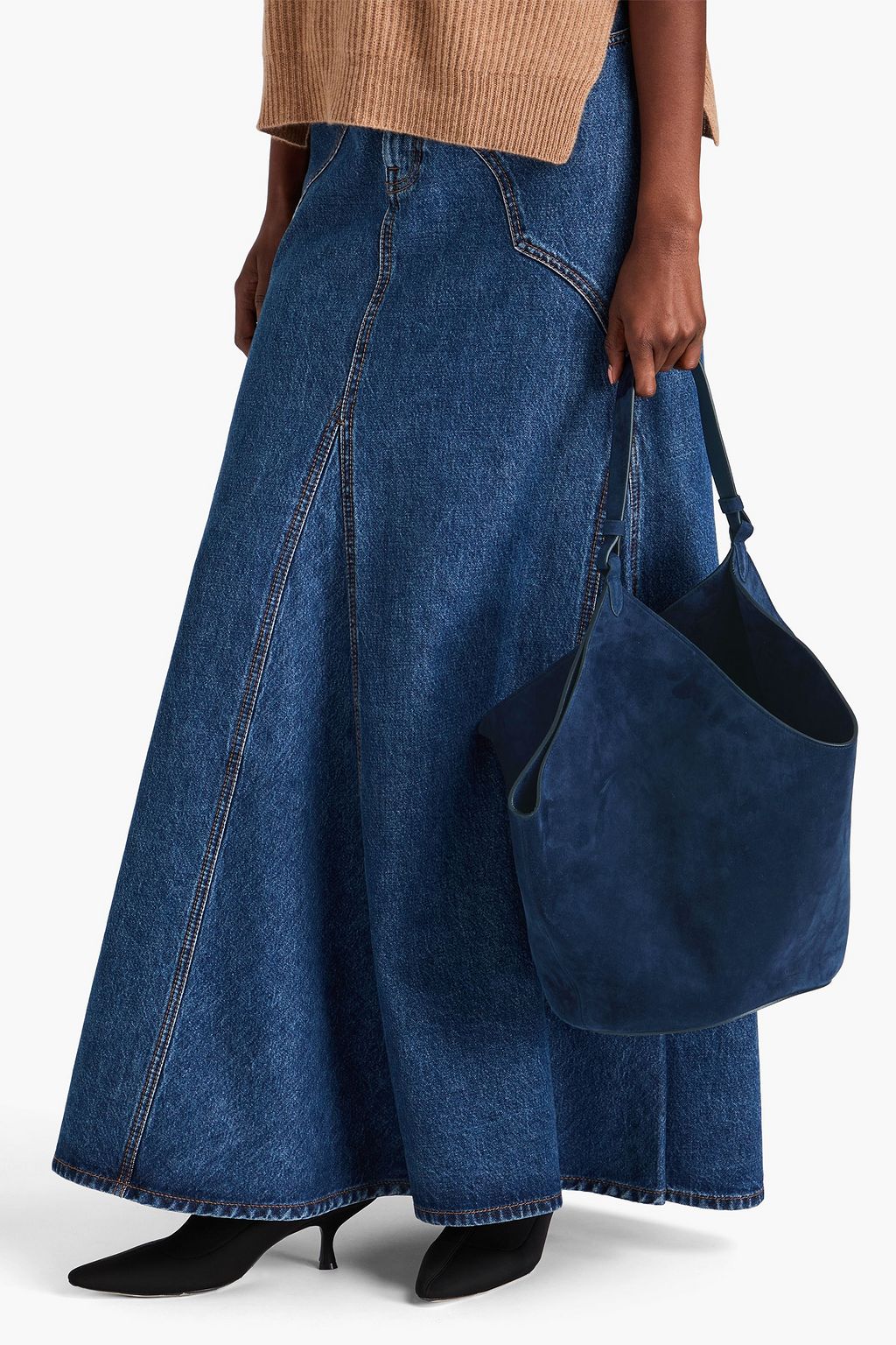 KHAITE Lotus medium suede tote