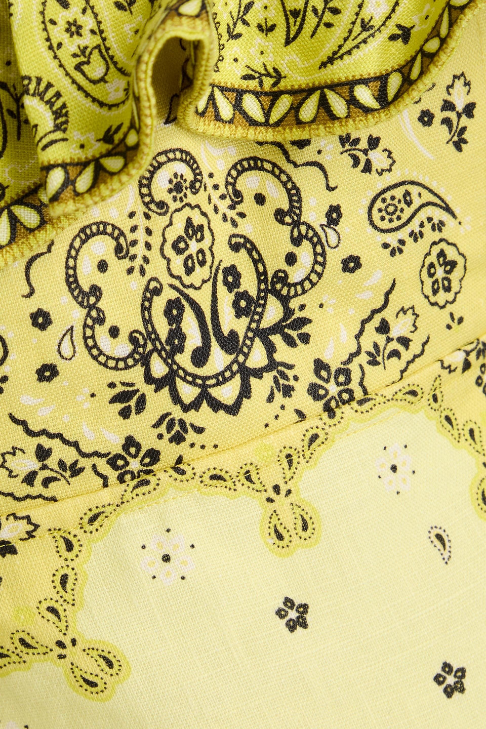 Zimmermann Matchmaker Cutout Ruffled Printed Linen Mini Dress In Yellow