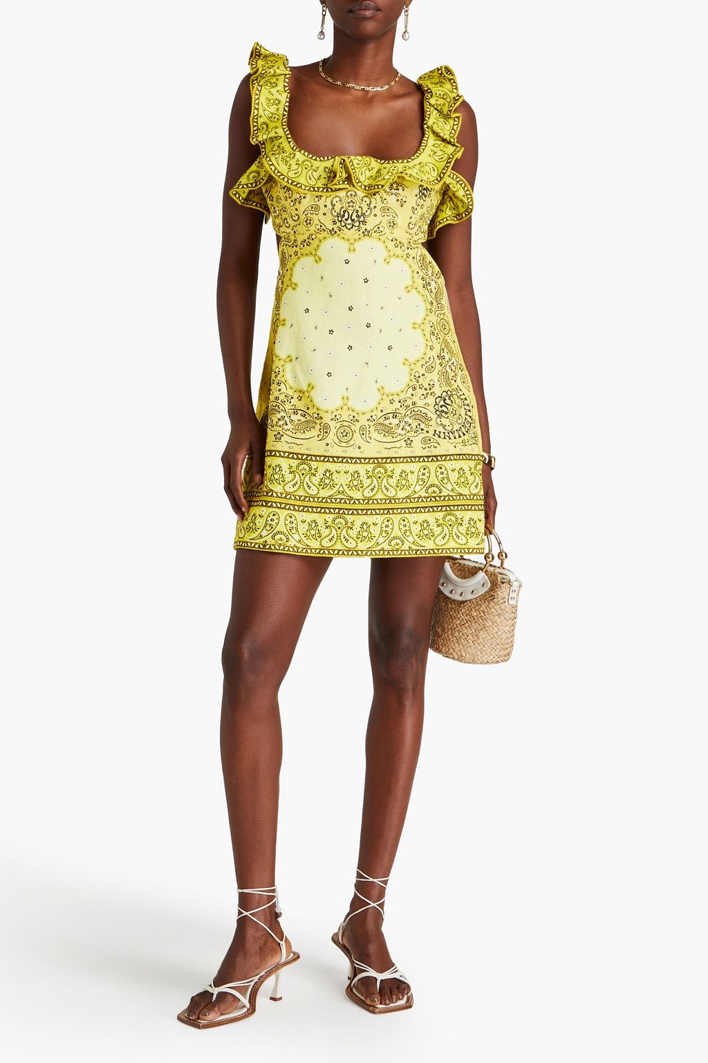 ZIMMERMANN Ruffled paisley-print linen mini dress