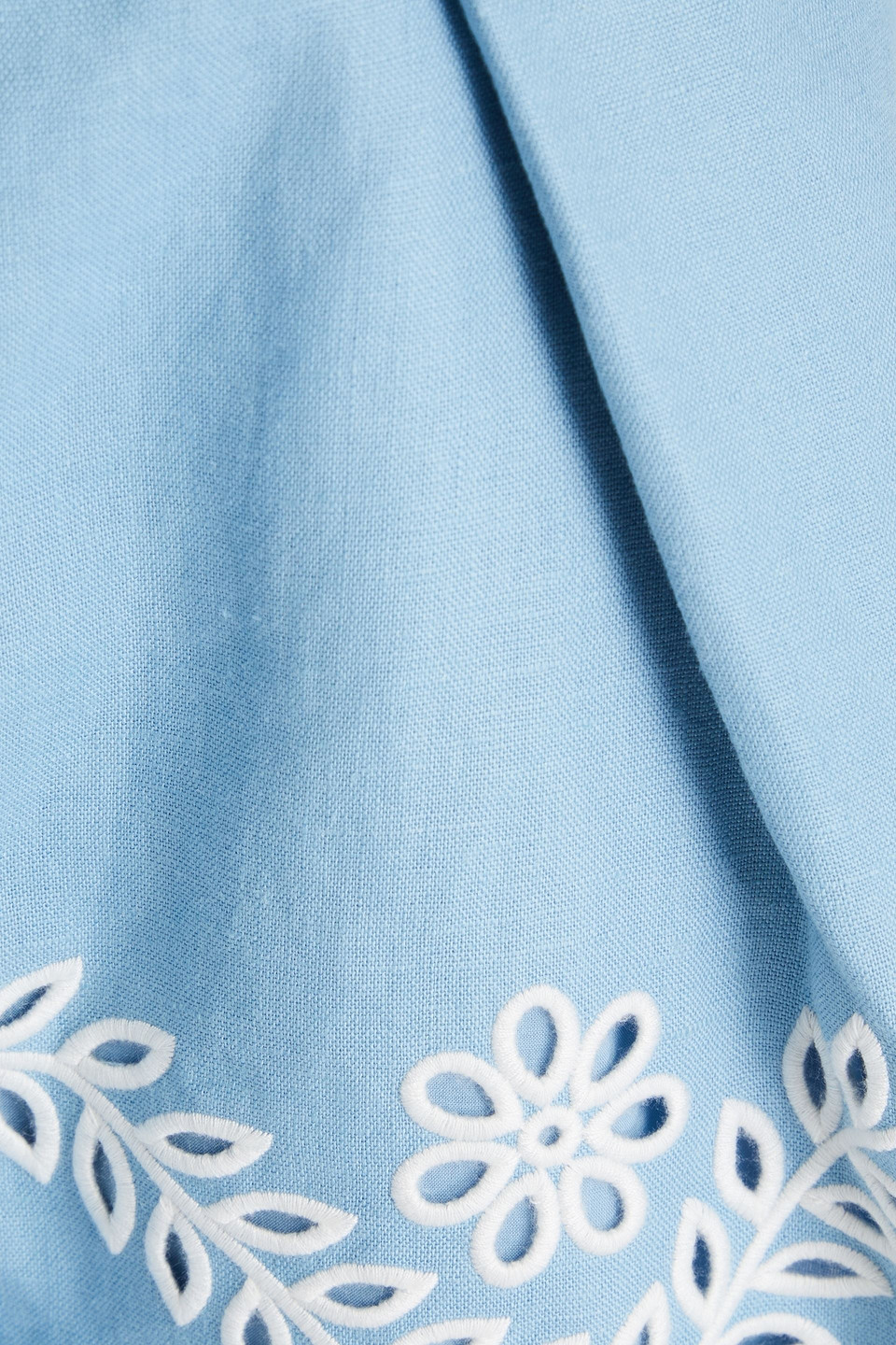 Zimmermann Junie Scalloped Broderie Anglaise Cotton Shorts In Light Blue