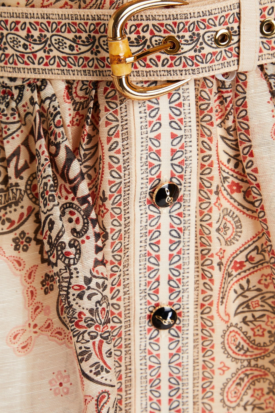 ZIMMERMANN BELTED PAISLEY-PRINT LINEN AND SILK-BLEND MINI DRESS 