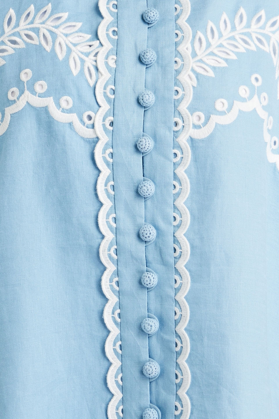 Zimmermann Junie Broderie Anglaise Linen Shirt In Blue