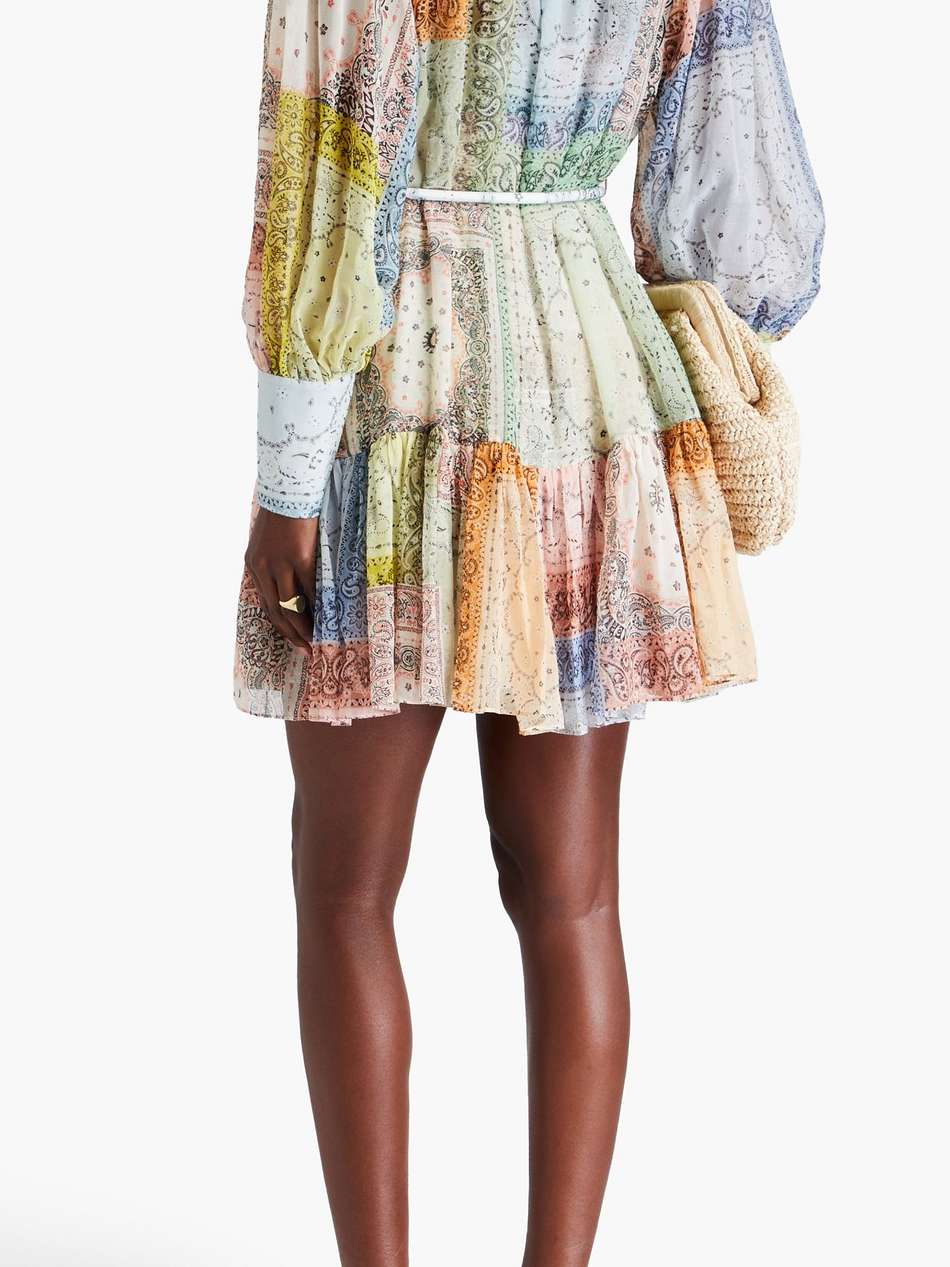 paisley-print cotton and silk-blend georgette mini shirt dress