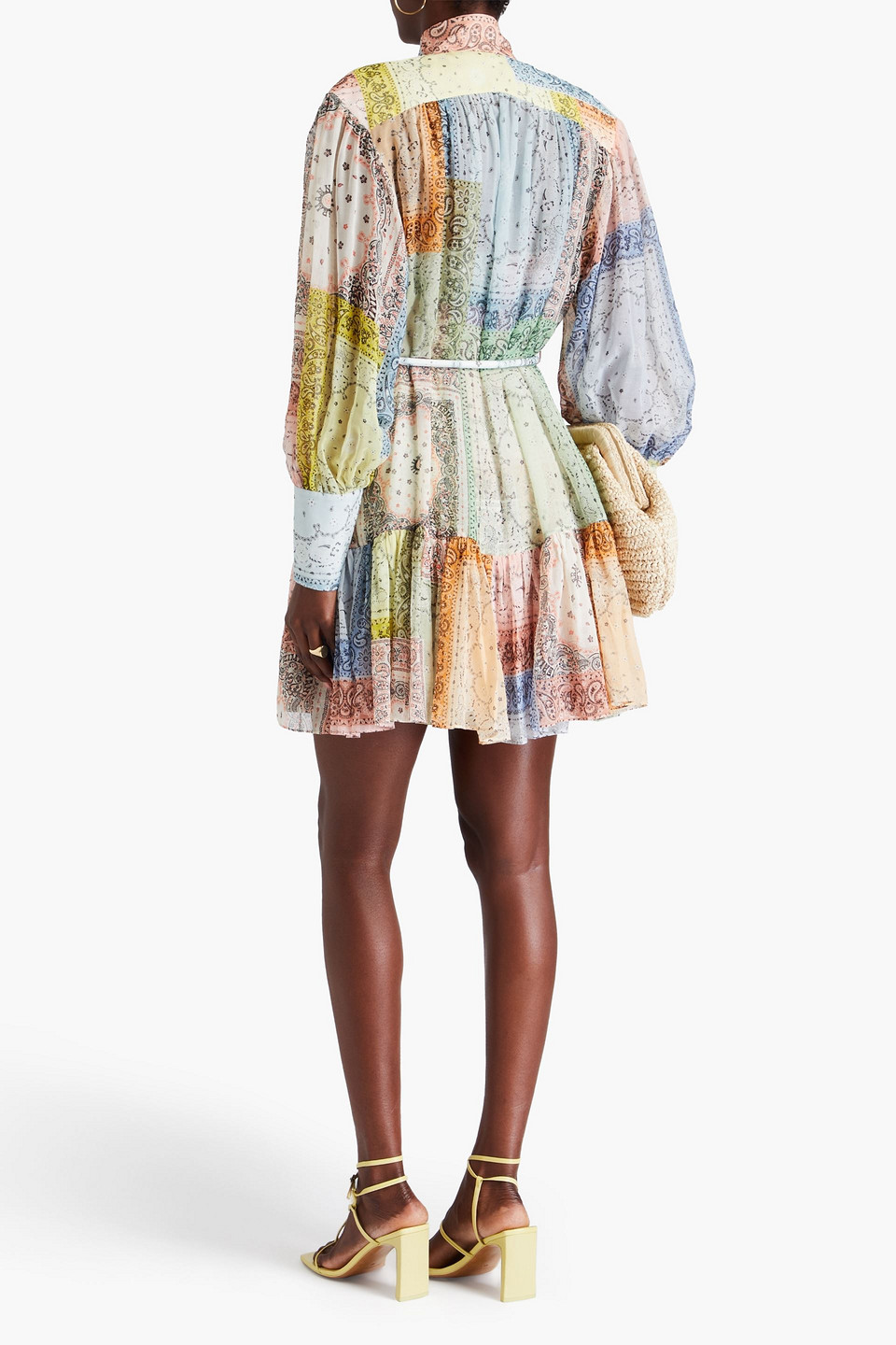 Shop Zimmermann Paisley-print Cotton And Silk-blend Georgette Mini Shirt Dress In Pastel Pink