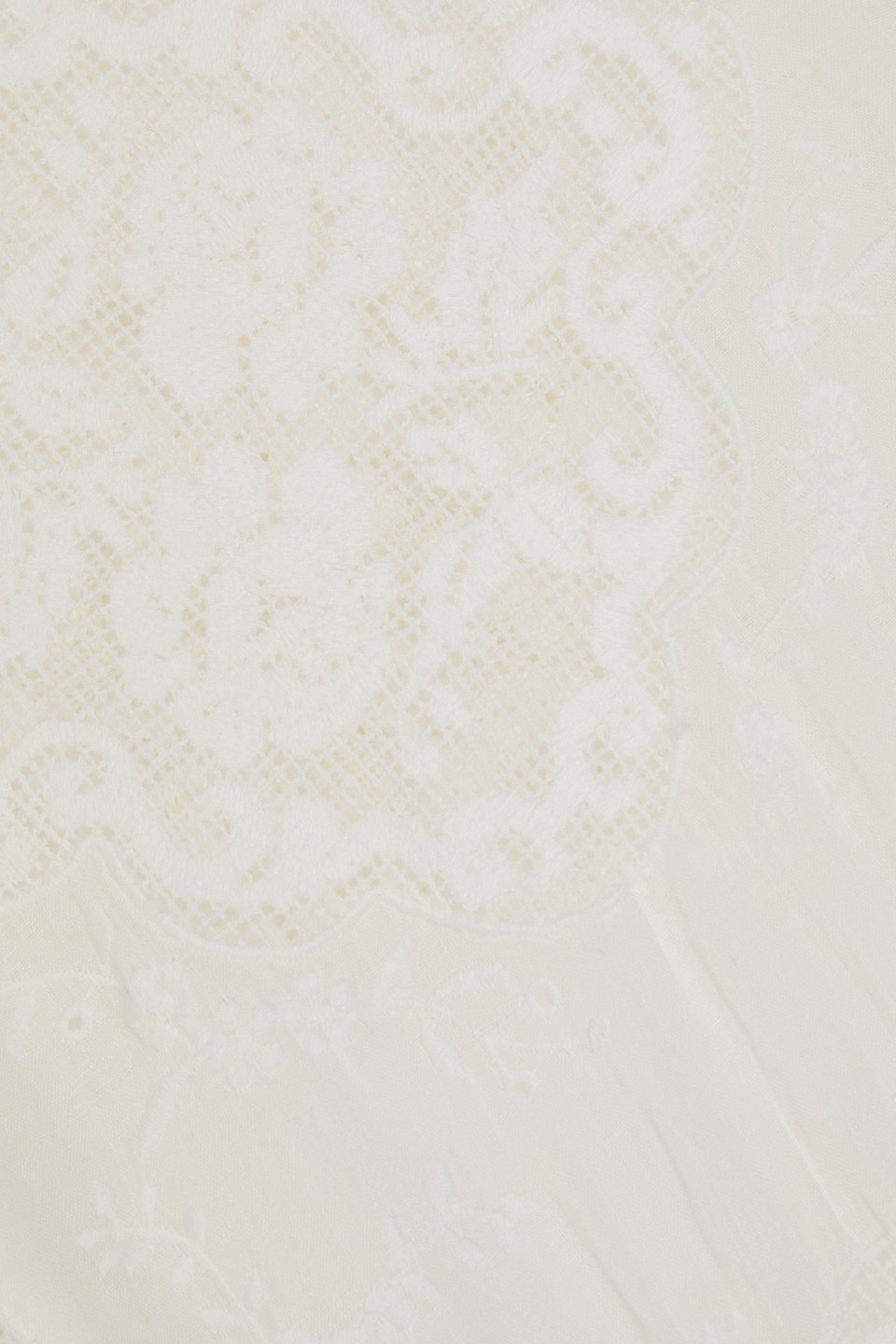 ZIMMERMANN RUFFLED CROCHETED LACE RAMIE MIDI DRESS