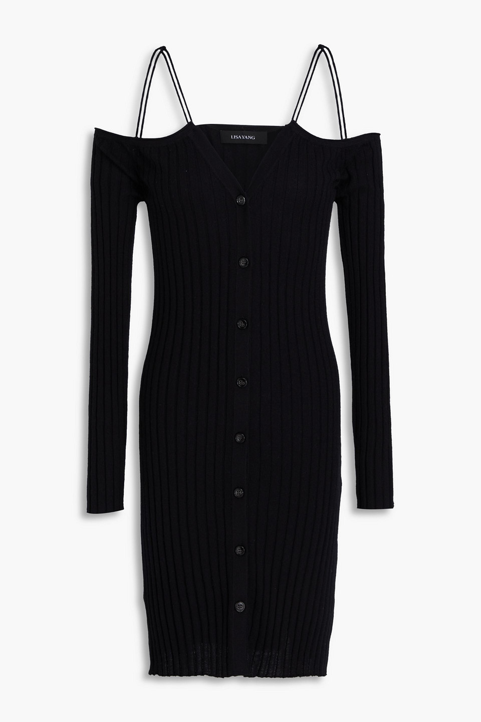 Lisa Yang Cutout Ribbed Cashmere Cardigan In Black