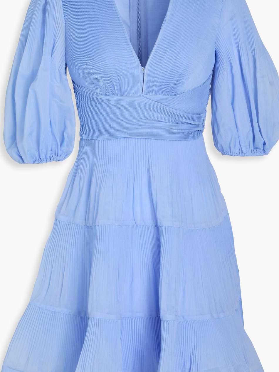 tiered plissé-organza mini dress