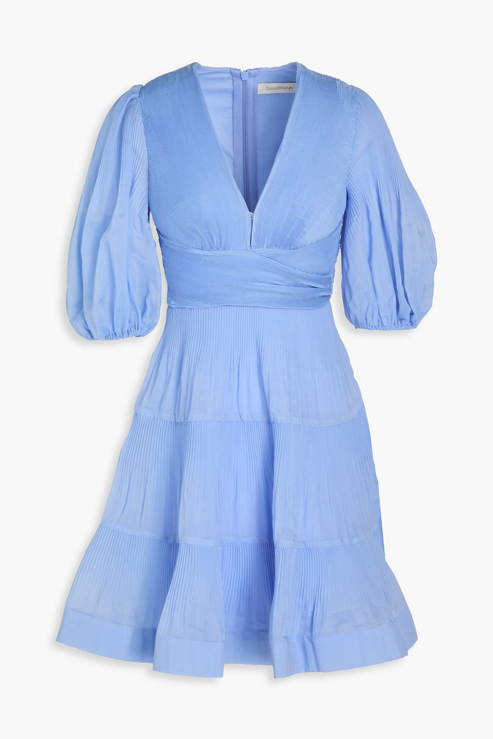 【送料&関税込】Zimmermann Light-blue Pleated Mini Dress In Zimmermann Light-blue pleated mini dress in chiffon woman