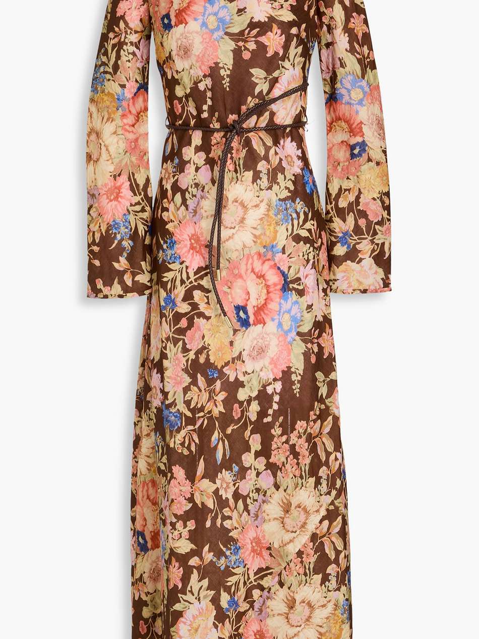 floral-print linen maxi dress
