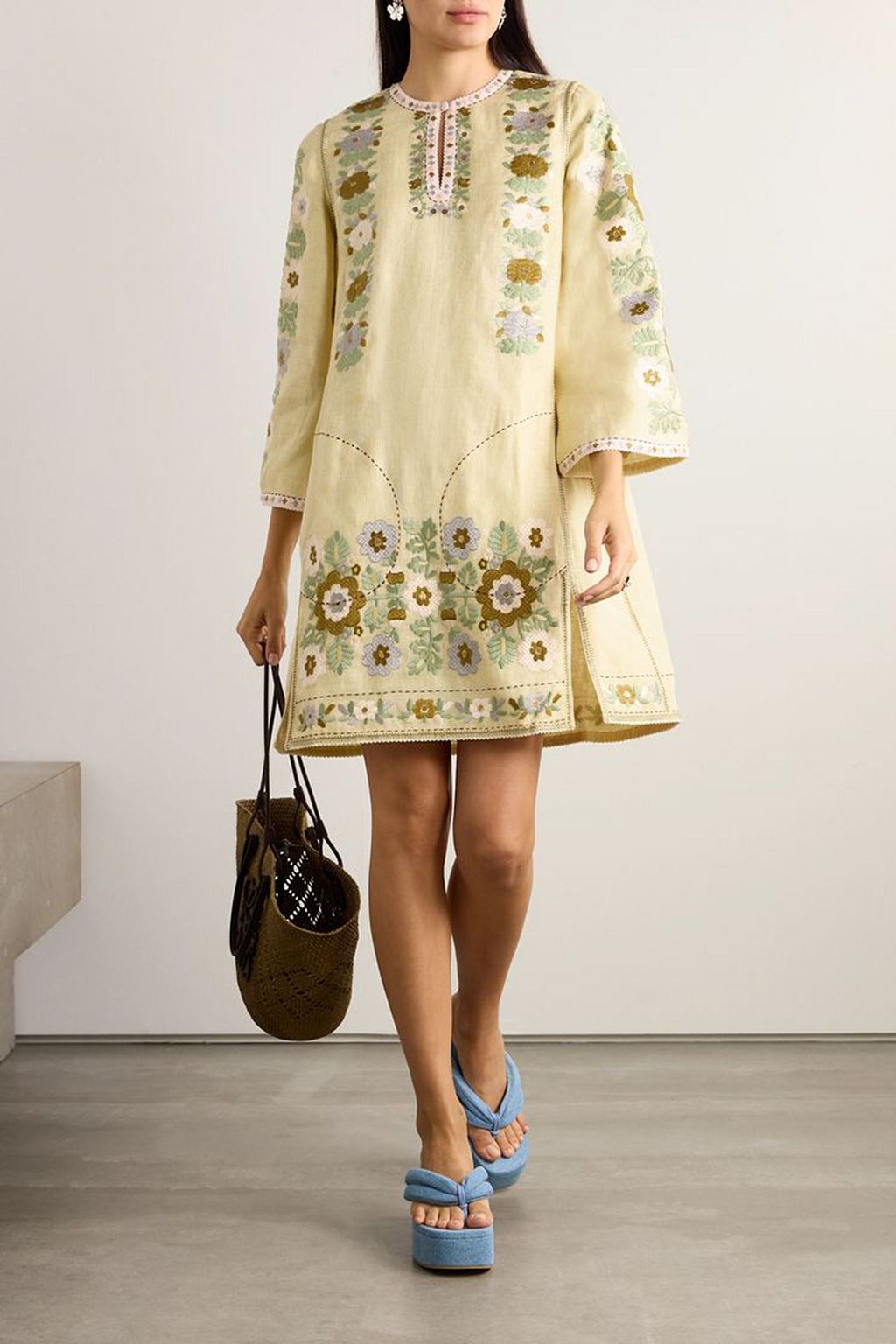 VITA KIN Amanda embroidered linen mini dress | THE OUTNET VITA KIN Amanda embroidered linen mini dress | THE OUTNET
