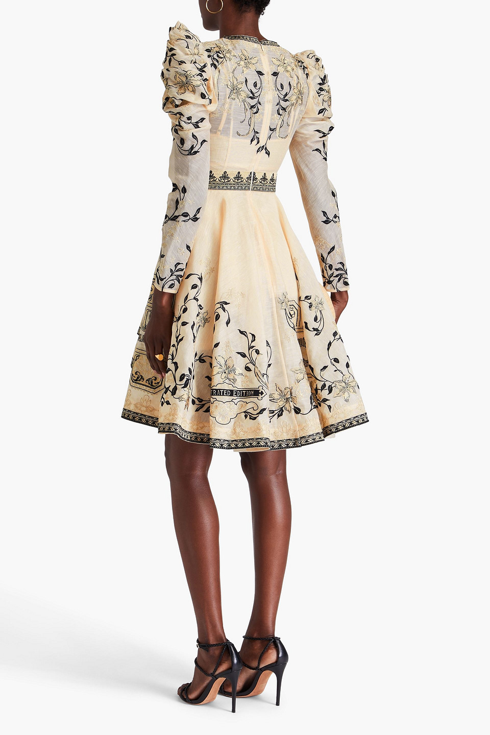 Zimmermann Metallic Embroidered Linen And Silk-blend Gauze Mini Dress In Ecru