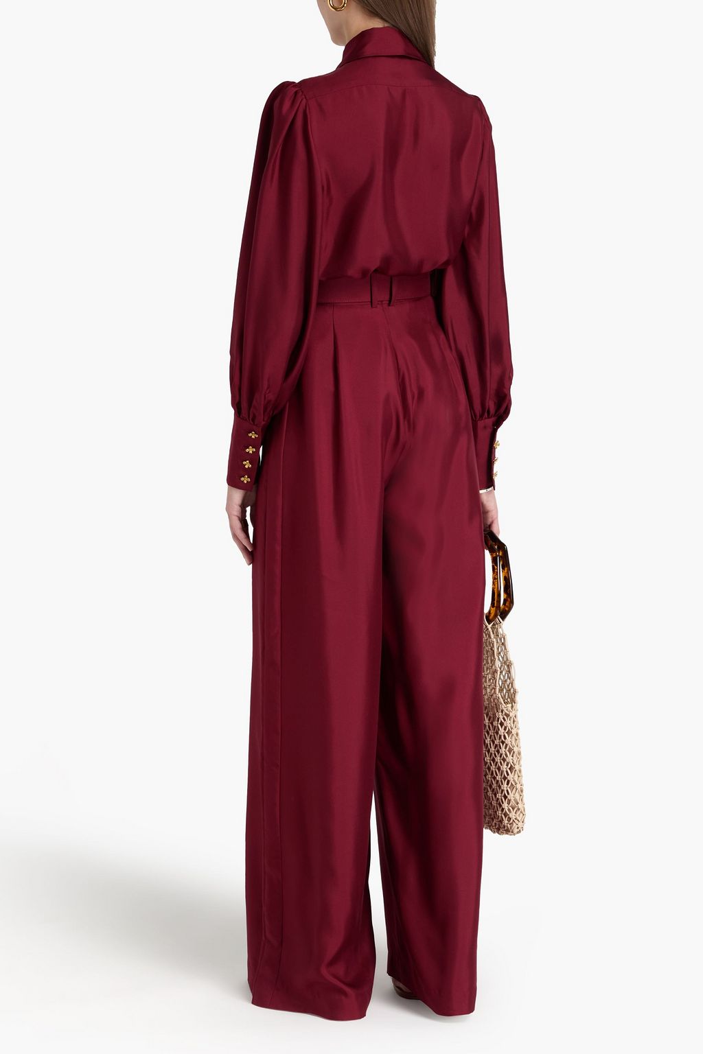 ZIMMERMANN Belted silk-twill wide-leg pants