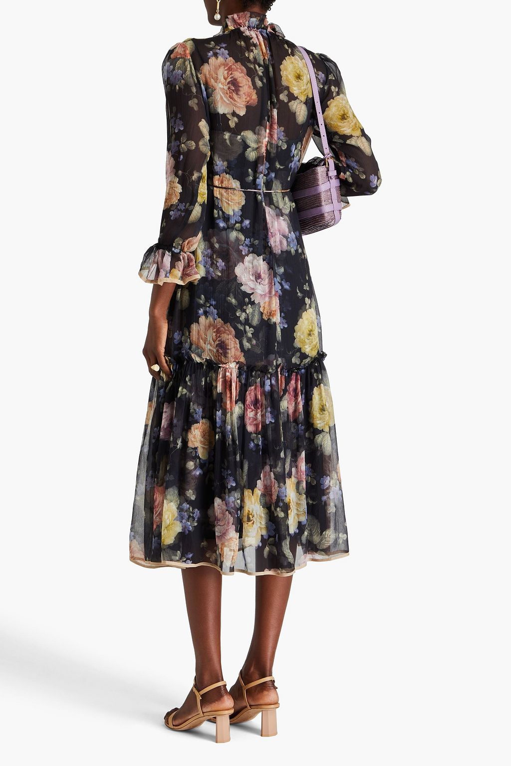ZIMMERMANN Floral-print silk-crepon midi dress