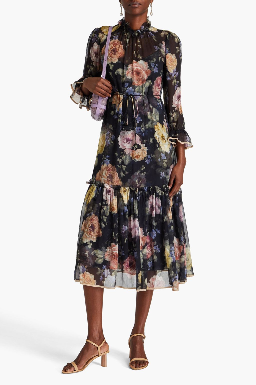 ZIMMERMANN Floral-print silk-crepon midi dress