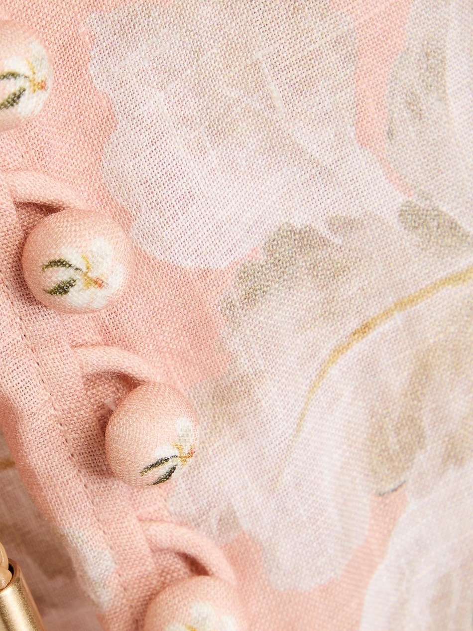 floral-print linen midi dress