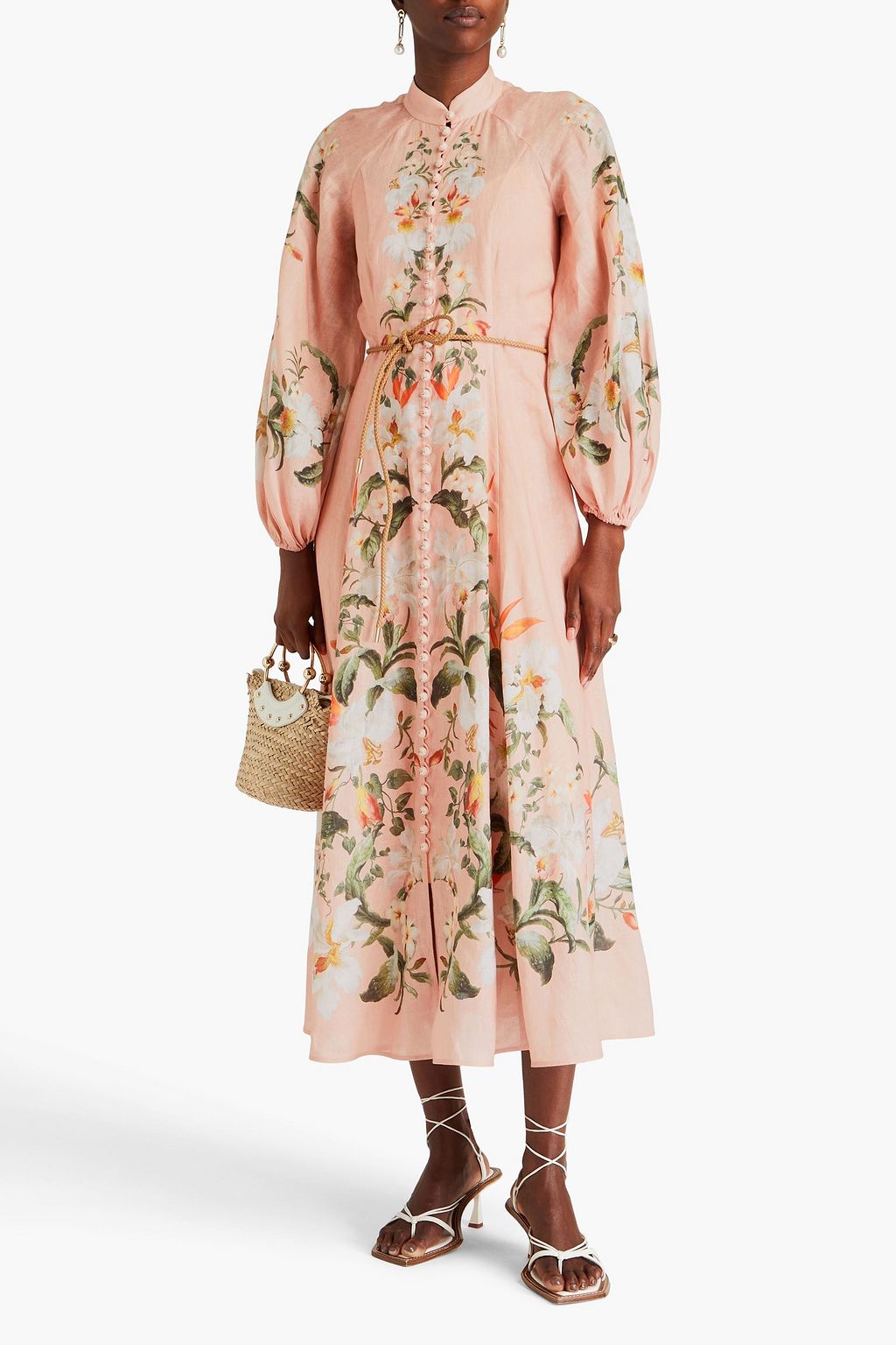 ZIMMERMANN Floral-print linen midi dress