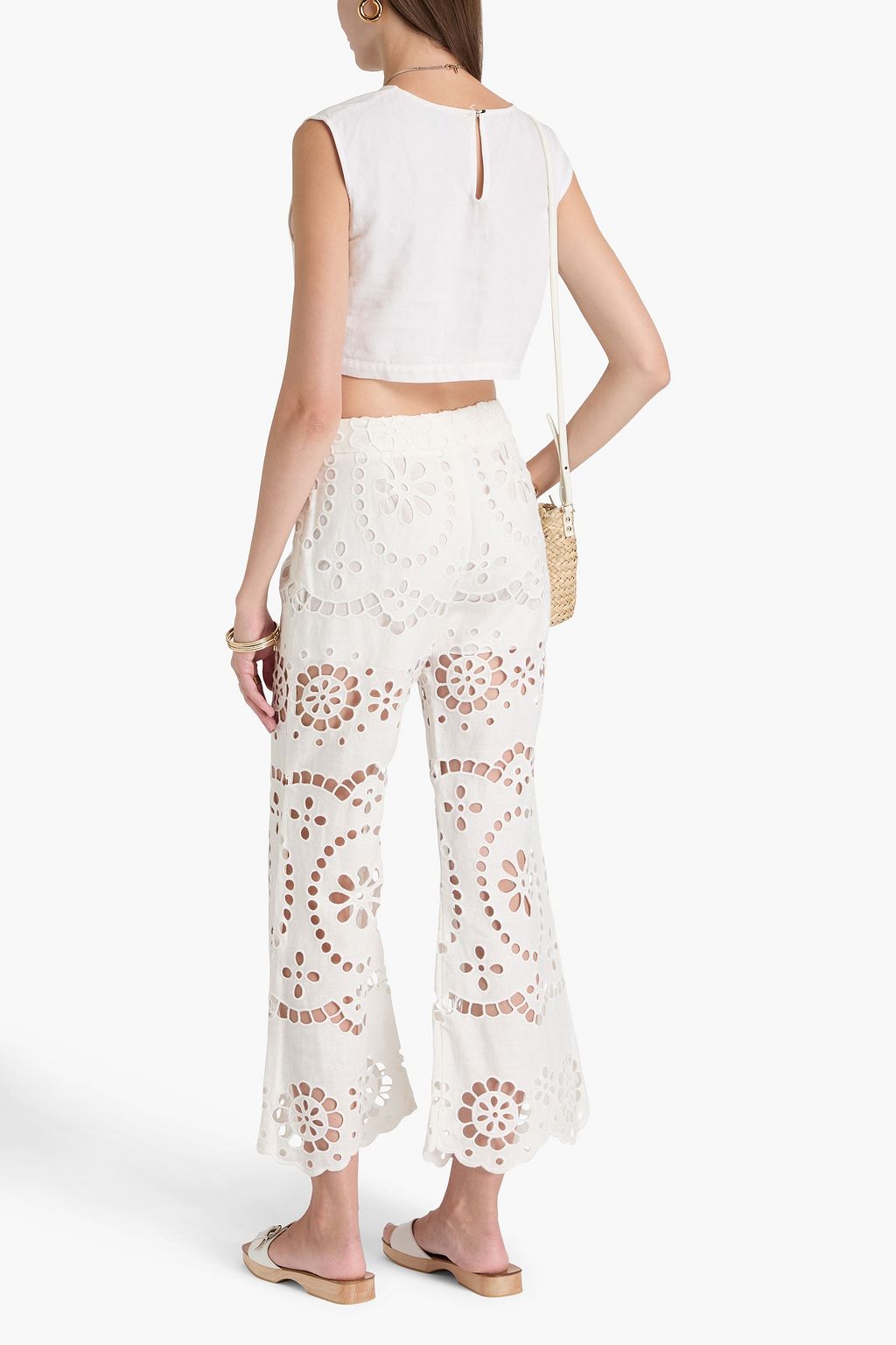 ZIMMERMANN Broderie anglaise linen flared pants