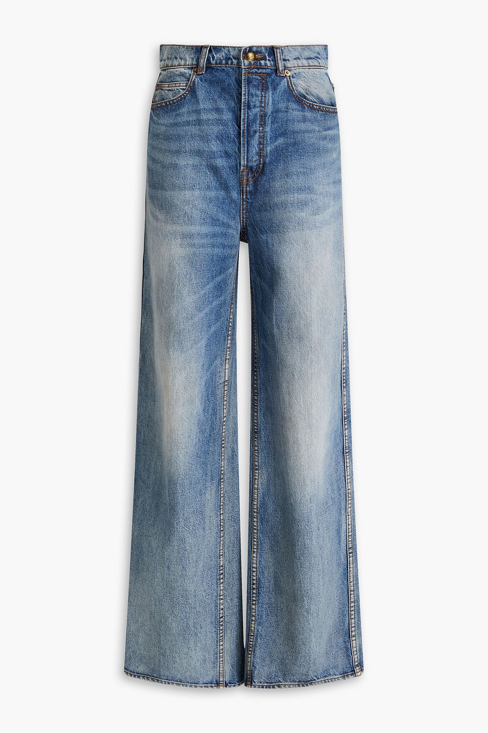 Faded high-rise wide-leg jeans