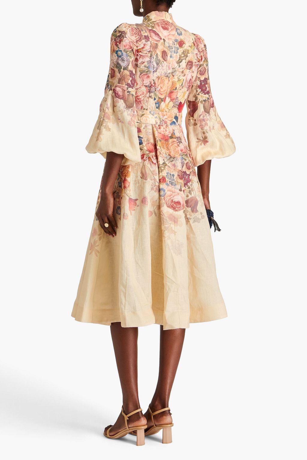 ZIMMERMANN Belted floral-print linen midi dress