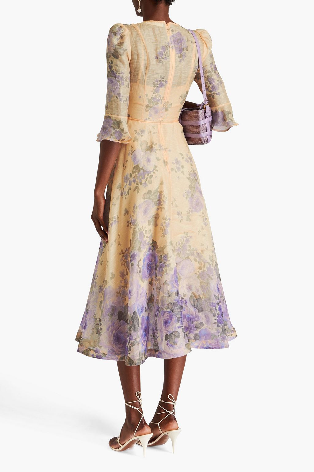ZIMMERMANN Floral-print linen and silk-blend midi dress
