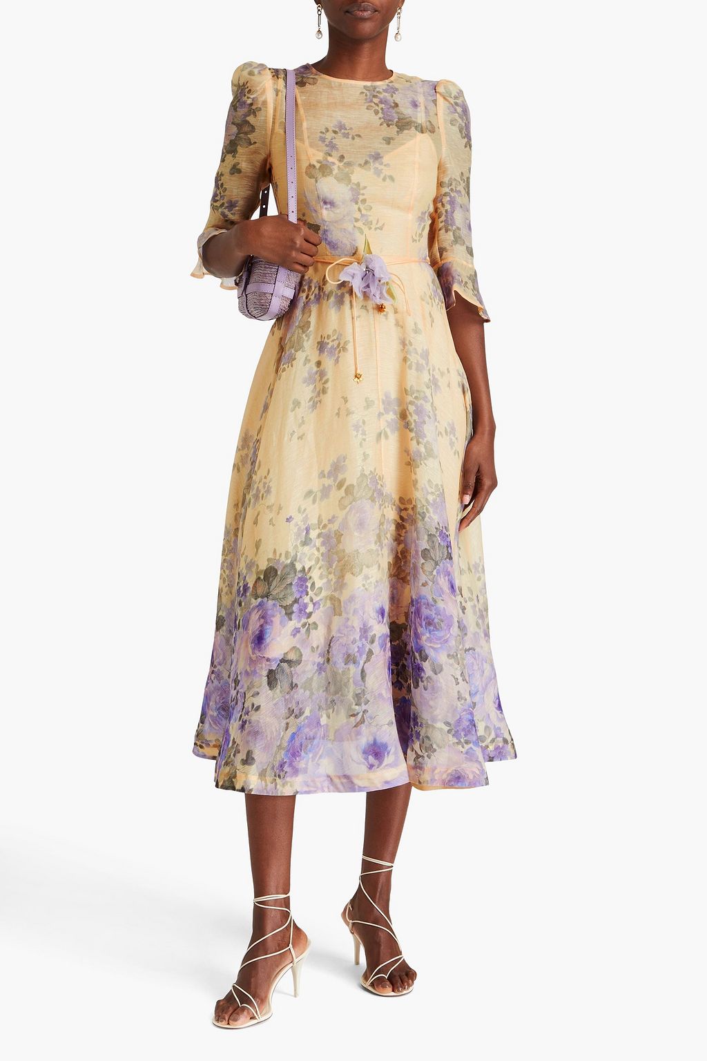ZIMMERMANN Floral-print linen and silk-blend midi dress