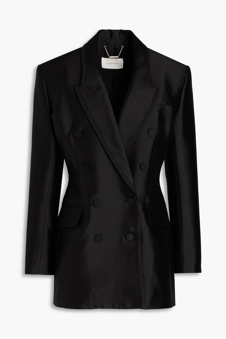 Zimmermann Matchmaker Wool-silk Tuxedo Dress In Black