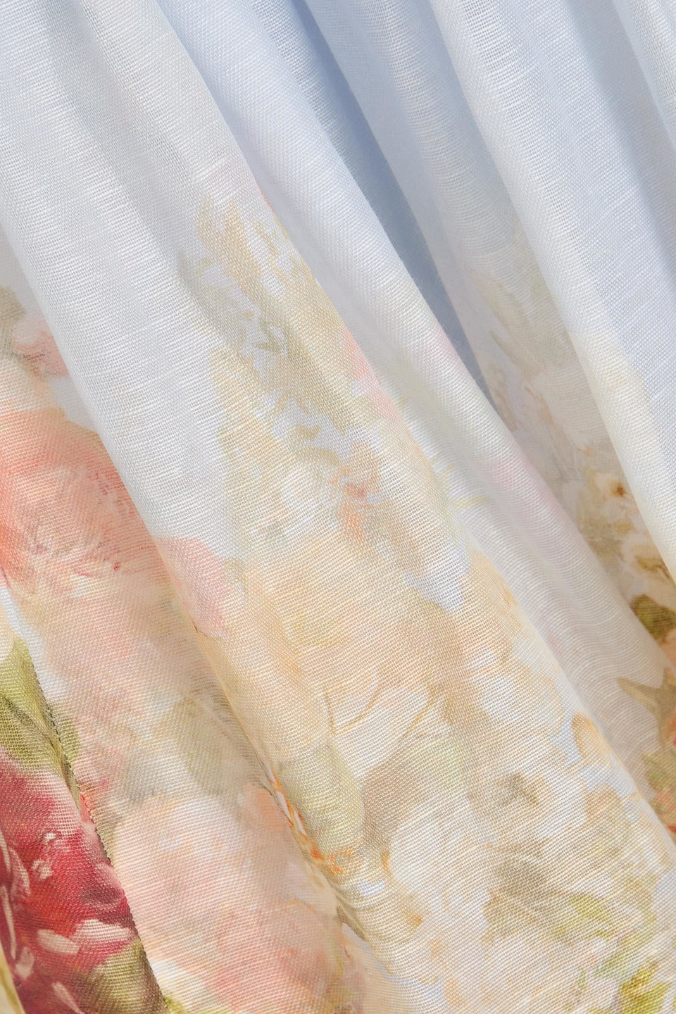 Zimmermann Rosy Garden Printed Midi Skirt In Light Blue