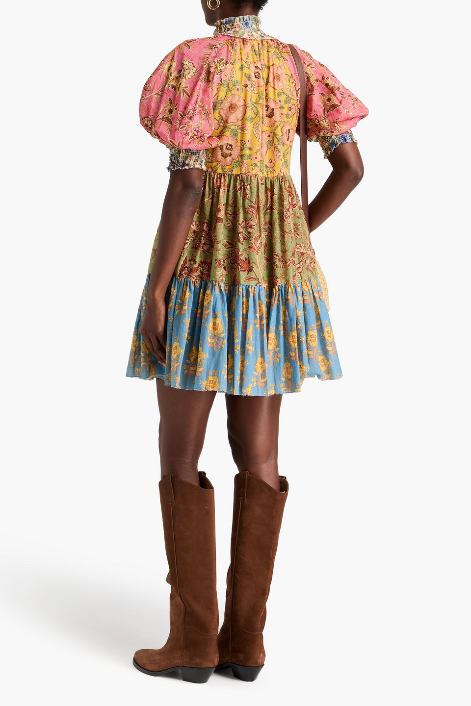 Zimmermann June Lantern Floral-print Cotton Minidress In Multicolor