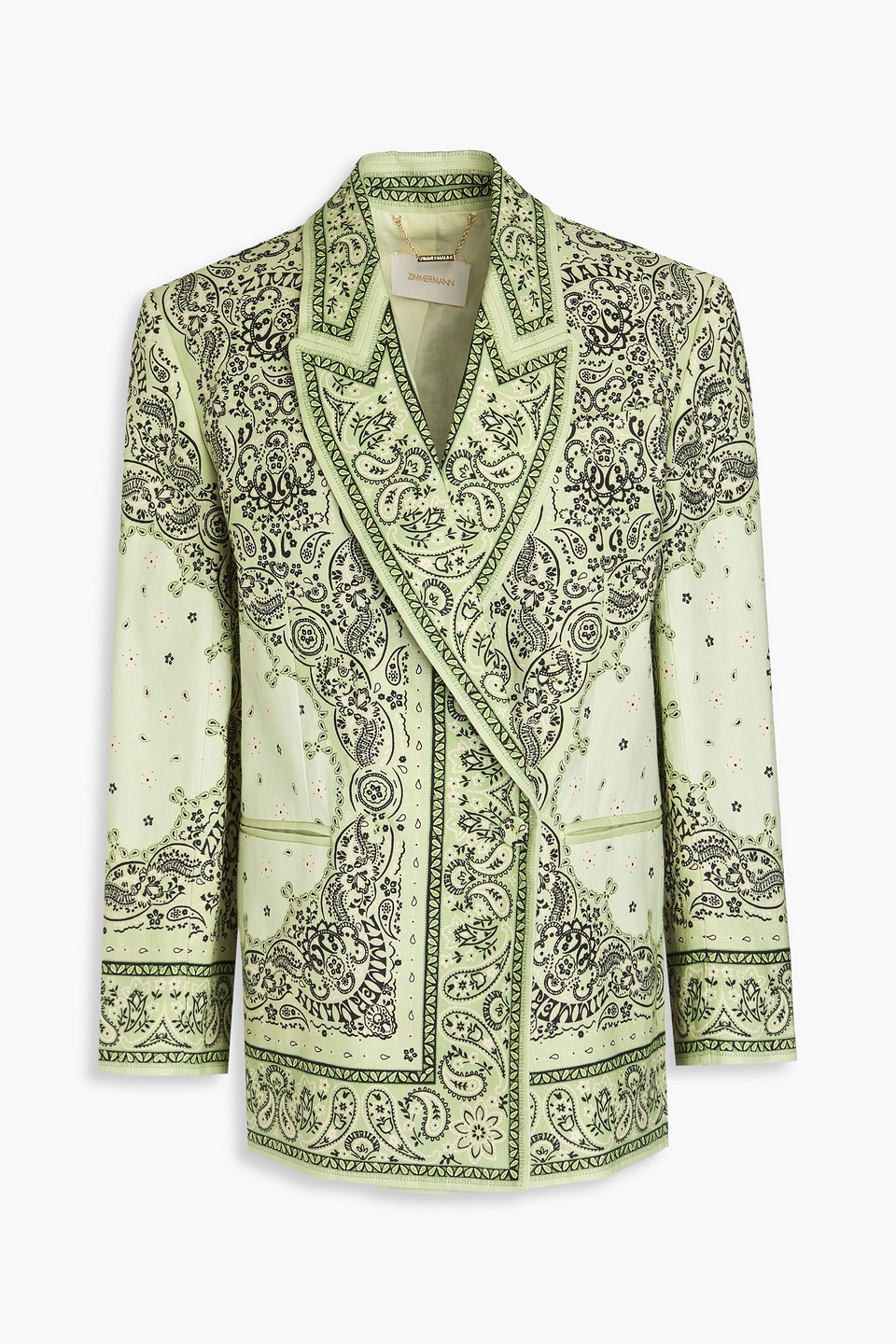 Double-breasted paisley-print linen blazer