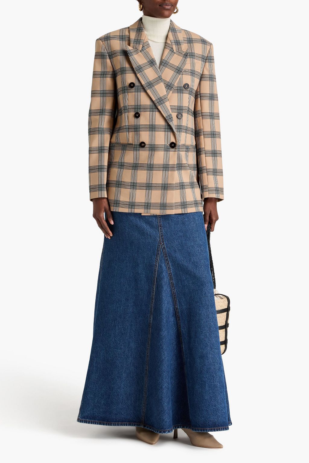 ZIMMERMANN Double-breasted checked twill blazer