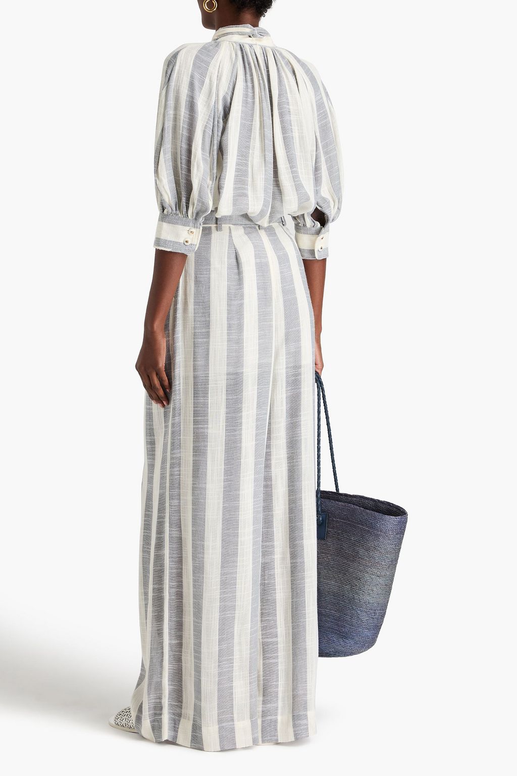 ZIMMERMANN Belted striped gauze wide-leg pants