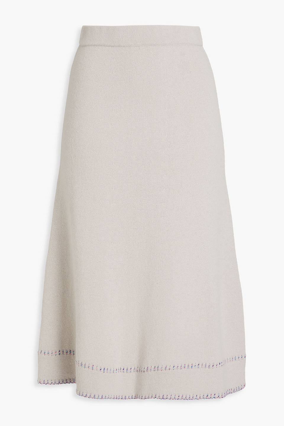 Lisa Yang Adele Embroidered Cashmere Midi Skirt In White